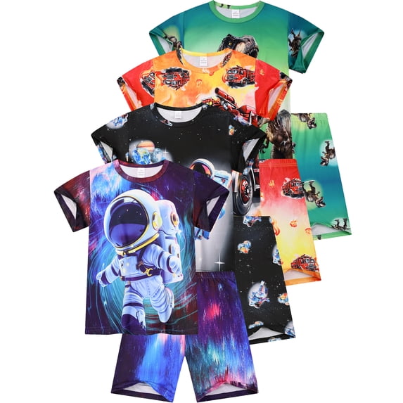 ATAIKU 2 Pieces Boys Digital Astronaut Pajamas Kids Tops and Shorts Sleepwear Set Summer Cool Pjs Size 3-10 Years