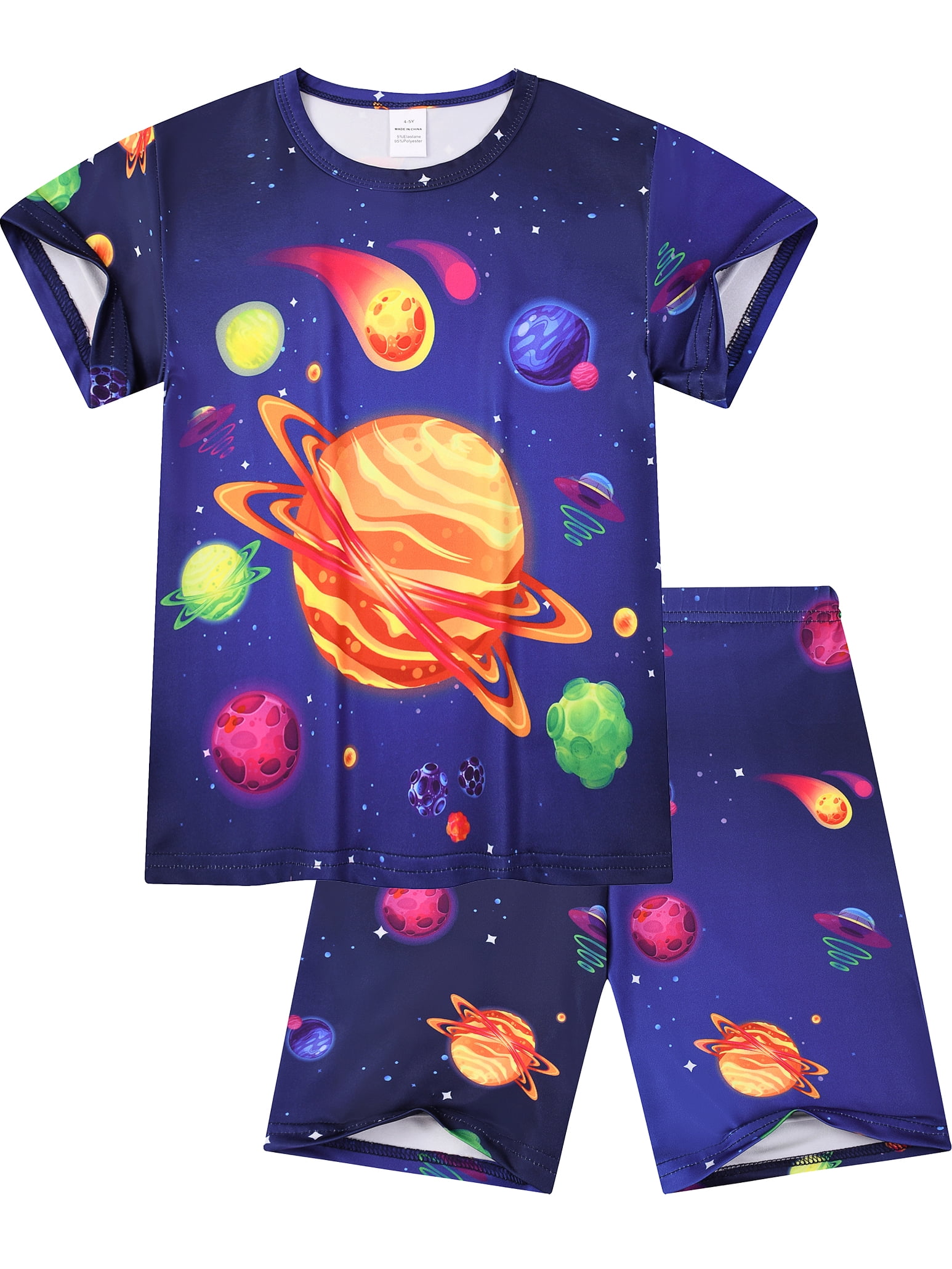 ATAIKU 2 Pieces Boys Digital Cosmic Planets Pajamas Kids Tops and ...