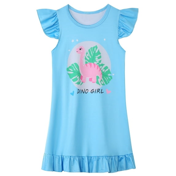 ATAIKU 3-10Y Girls Nightgowns Dinosaur Sleepwear Night Sleep Dress Pajamas Little Kids Toddler Soft Nightgown
