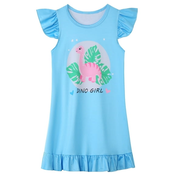 ATAIKU 3-10Y Girls Nightgowns Dinosaur Sleepwear Night Sleep Dress Pajamas Little Kids Toddler Soft Nightgown