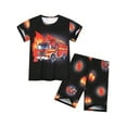 thumbnail image 1 of ATAIKU 3-8Y Boys' 2pcs Fire Track Pajama Set Comfy Short Sleeve Top & Shorts Kids Fun Summer Sleepwear, 1 of 7