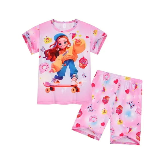 ATAIKU 3-8Y Girls Pajamas Cute Summer Pjs Short Sleeve 2 Piece Sleepwear Kids Nightwear