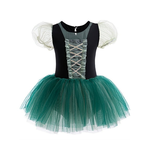 ATAIKU 3-8Y Kids Girls Princess Ballet Dress Short Sleeve Leotards Skirted Tutu Dancewear Halloween Christmas Party Dresses