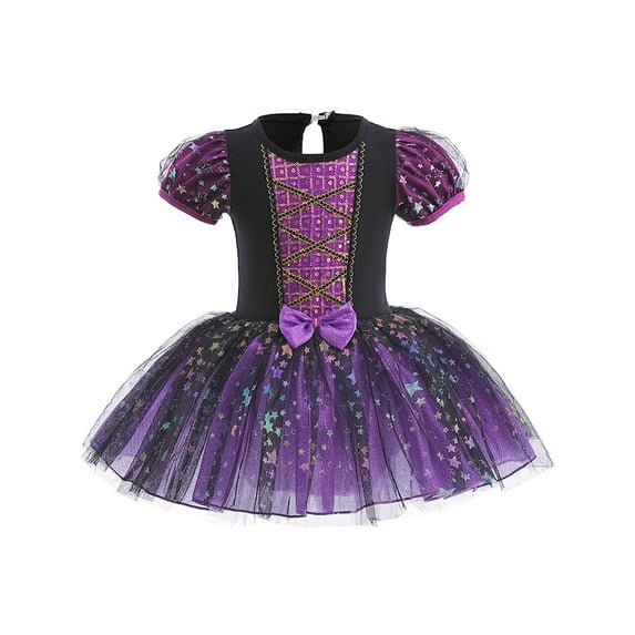 ATAIKU 3-8Y Kids Girls Witch Ballet Dress Leotards Skirted Tutu Dancewear Halloween Christmas Party Pincess Dresses