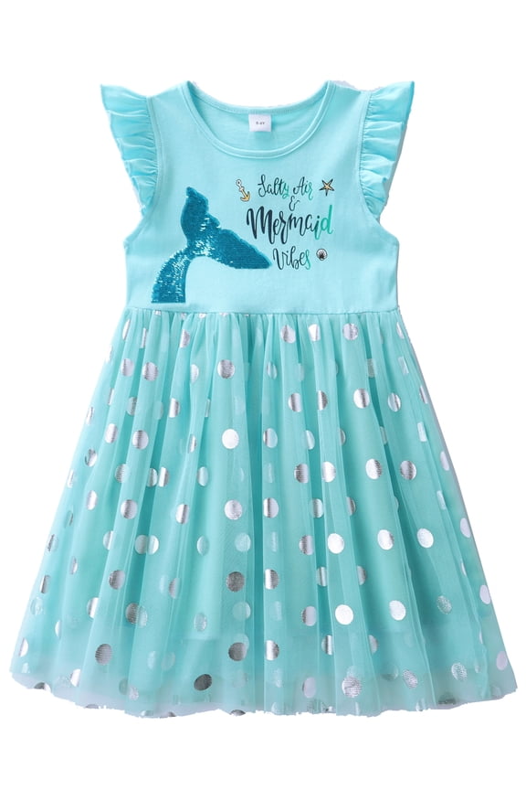 3-8Y Kids Tutu Dress Mermaid Little Girls Ruffle Tulle Dresses Summer Party Princess Sundress
