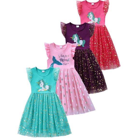 ATAIKU 3-8Y Toddler Tutu Dress Unicorn Girls Ruffle Tulle Dresses Summer Party Princess Sundress