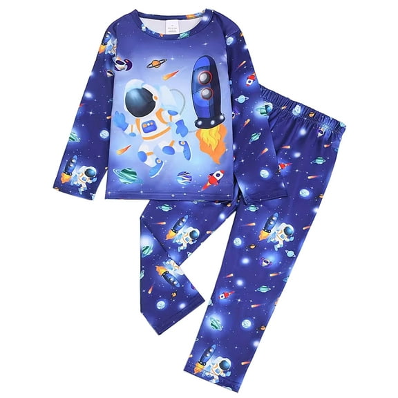 ATAIKU 3-8Y Toddler and Little Boy Pajamas Set Kids Long Sleeve Tee and Pants Astronaut Sleepwear Boys 2-Piece Jammies