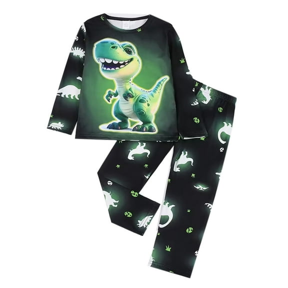 ATAIKU 3-8Y Toddler and Little Boy Pajamas Set Kids Long Sleeve Tee and Pants Dinosaur Sleepwear Boys 2-Piece Jammies