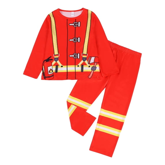 ATAIKU 3-8Y Toddler and Little Boy Pajamas Set Kids Long Sleeve Tee and Pants Firefighter Sleepwear Boys 2-Piece Jammies