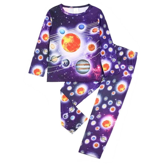 ATAIKU 3-8Y Toddler and Little Boy Pajamas Set Kids Long Sleeve Tee and Pants Planet Sleepwear Boys 2-Piece Jammies
