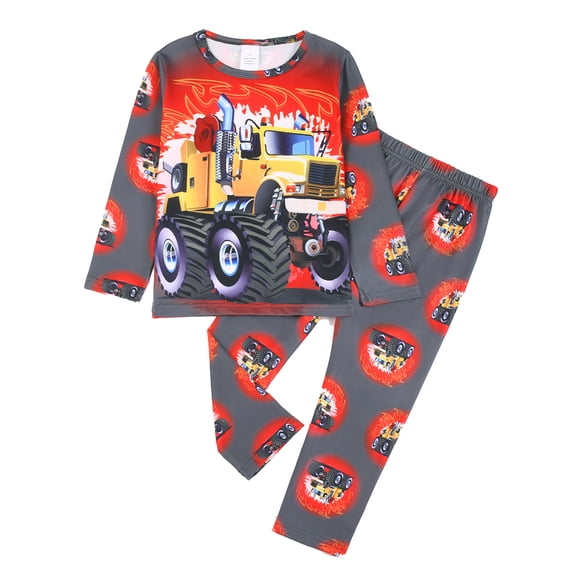 ATAIKU 3-8Y Toddler and Little Boy Pajamas Set Kids Long Sleeve Tee and Pants Truck Sleepwear Boys 2-Piece Jammies