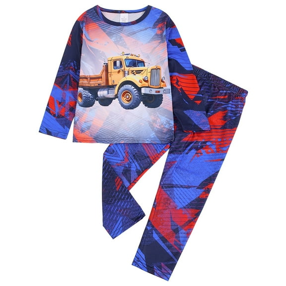 ATAIKU 3-8Y Toddler and Little Boy Pajamas Set Kids Long Sleeve Tee and Pants Truck Sleepwear Boys 2-Piece Jammies