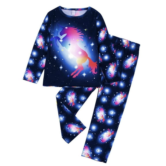 ATAIKU 3-8Y Toddler and Little Girl Pajamas Set Kids Long Sleeve Tee and Pants Unicorn Sleepwear Girls 2-Piece Jammies