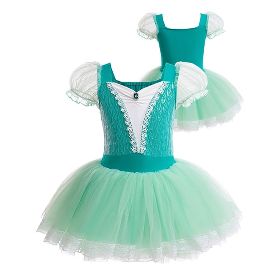 ATAIKU 3-9Y Kids Girls Princess Ballet Dress Short Sleeve Leotards Skirted Tutu Dancewear Halloween Christmas Party Dress