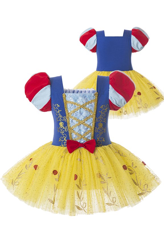 3-9Y Kids Girls Princess Ballet Dress Short Sleeve Leotards Skirted Tutu Dancewear Halloween Christmas Party Dress