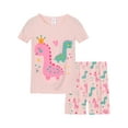 thumbnail image 1 of ATAIKU 3-9Y Little Girls Dinosaur Pajamas Short Sleeve Pjs Kids Summer 2-piece Sleepwear Sets, 1 of 7