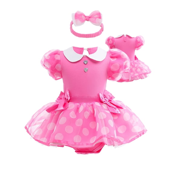 ATAIKU 3M-18M Infant Baby Girls Princess Dress Up Romper Onesie Tutu Dress Bodysuit with Headband Birthday Halloween Christmas Party Dresses