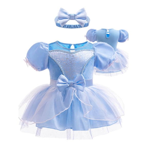 ATAIKU 3M-18M Infant Baby Girls Princess Dress Up Romper Onesie Tutu Dress Bodysuit with Headband Birthday Halloween Christmas Party Dresses