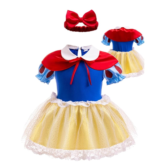 ATAIKU 3M-18M Infant Baby Girls Princess Dress Up Romper Onesie Tutu Dress Bodysuit with Headband Birthday Halloween Christmas Party Dresses