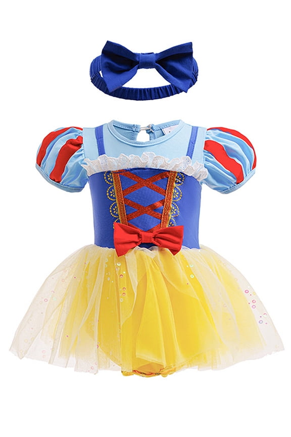 6M-24M Baby Girls Princess Onesie Romper Dress Halloween Christmas Party Lace Gown Birthday Tulle Dresses with Headband