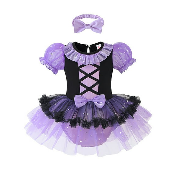 ATAIKU 6M-24M Baby Girls Princess Onesie Romper Dress Halloween Christmas Party Lace Gown Birthday Tulle Dresses with Headband