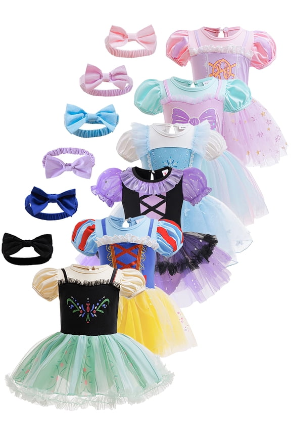 6M-24M Baby Girls Princess Onesie Romper Dress Halloween Christmas Party Lace Gown Birthday Tulle Dresses with Headband
