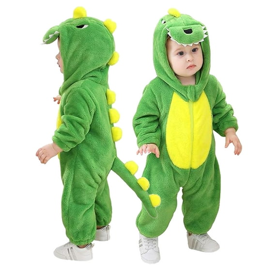 ATAIKU Baby Animal Dinosaur Onesie Flannel Hooded Romper for Infant Winter Playsuit Jumpsuit for Boys and Girls Toddler Overall Outfit