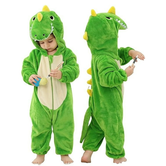 ATAIKU Baby Animal Dinosaur Onesie Flannel Hooded Romper for Infant Winter Playsuit Jumpsuit for Boys and Girls Toddler Overall Outfit