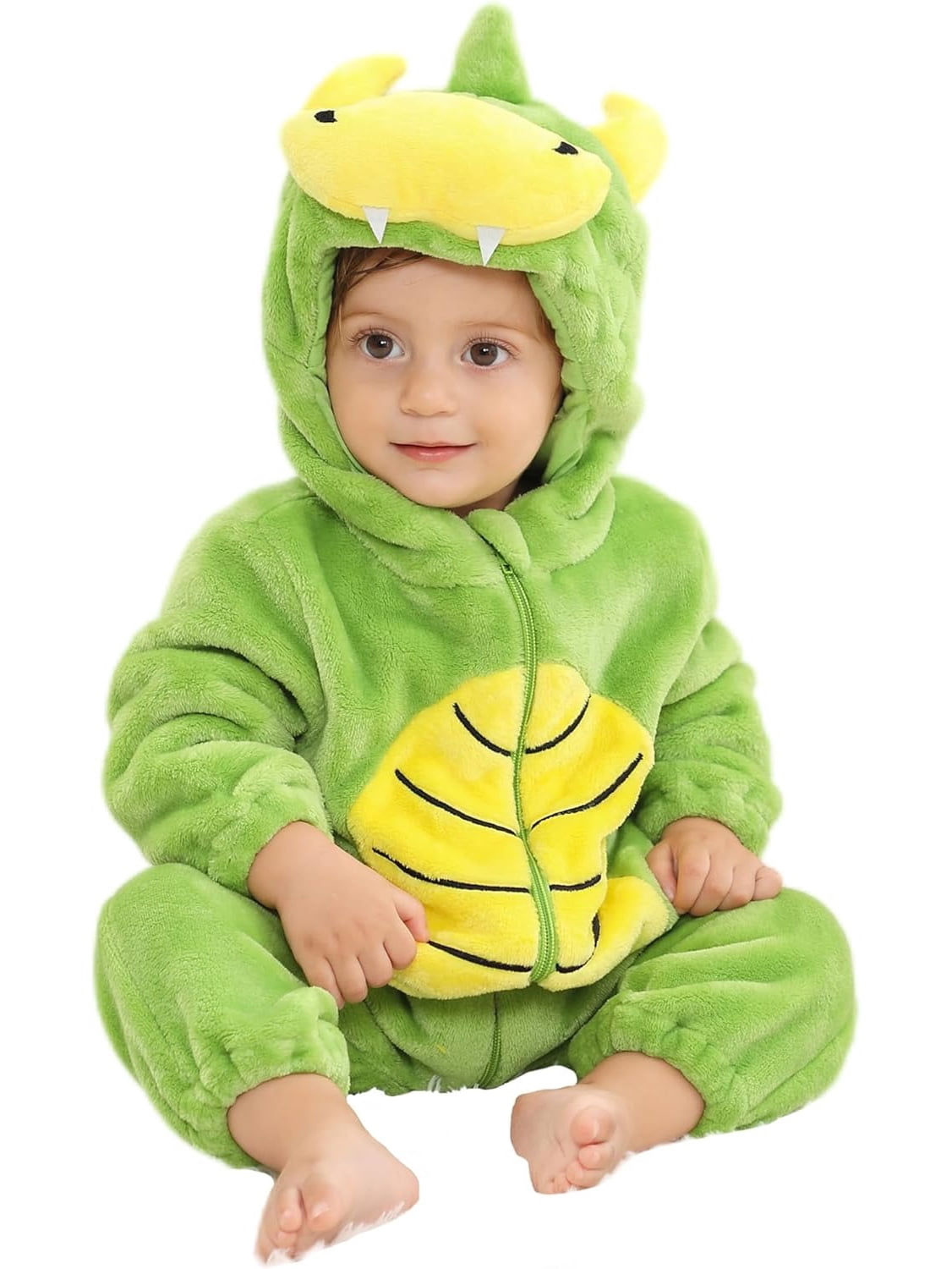 ATAIKU Baby Animal Dinosaur Onesie Flannel Hooded Romper for Infant ...
