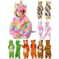 thumbnail image 1 of ATAIKU Baby Animal Unicorn Onesie Flannel Hooded Romper for Infant Winter Playsuit Jumpsuit for Boys and Girls Toddler Overall Outfit, 1 of 12