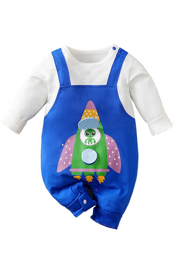 Baby Boys Long Sleeve Outfits Infant Cotton Romper Rocket Jumpsuit Newborn Baby Boy One Piece Coverall Spring 0-18M