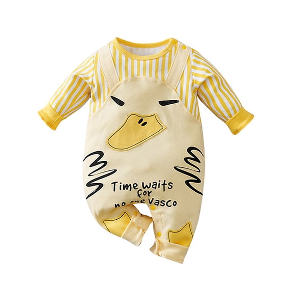 ATAIKU Baby Boys Long Sleeve Outfits Infant Cotton Romper Yellow Ducks Jumpsuit Newborn Baby Boy One Piece Coverall Spring 0-18M