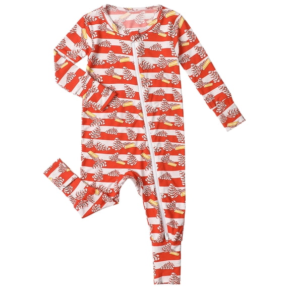 ATAIKU Christmas Baby Boys Girls Bamboo Viscose Footies, Infant Convertible Pajamas, 2-Way Zipper Sleeper for Baby 3-24M