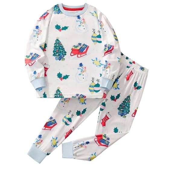 ATAIKU Christmas Tree Pajamas Set for Toddler Boys and Girls Xmas Sleepwear for Kids Long Sleeve 2-Piece PJs 3-8 Years