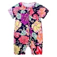 thumbnail image 1 of ATAIKU Infant Baby Girls 2 Way Zipper Romper Toddler Girls Cotton Jumpsuit Newborn Short Sleeve One-piece Sleeper 3M-3T, Flowers, 1 of 11