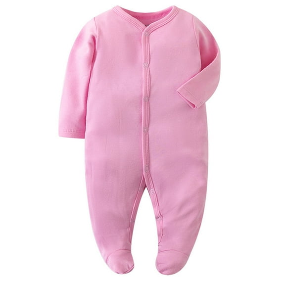 ATAIKU Infant Baby Girls' Sleep and Play Footed Pajamas One-Piece Sleeper Button Romper Jumpsuit Cotton PJs For Newborn