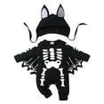 thumbnail image 1 of ATAIKU Infant Baby Halloween Skeleton Bat Wings Romper with Hat, My First Halloween Outfits Set 6-12 Months, 1 of 13