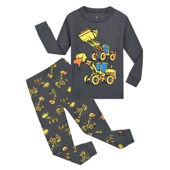 ATAIKU Kids & Toddler Boys Pajamas 2 Piece Pjs Set 100% Cotton Sleepwear - Excavator 8 Years