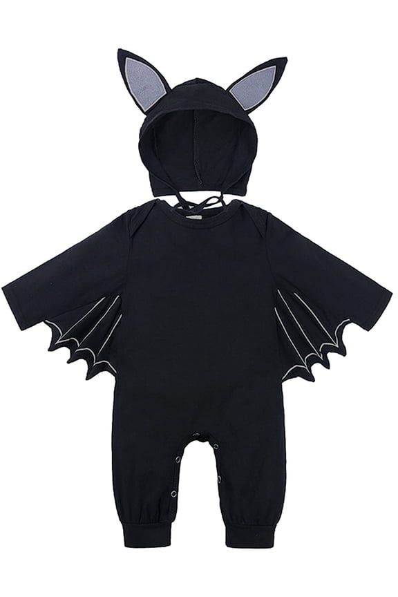 Newborn Unisex Baby Skeleton Halloween Bat Wings Romper with Hat 3-24M Infant Cotton Animal Outfits Set
