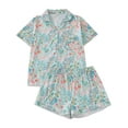 thumbnail image 1 of ATAIKU S-XXL Floral Pajamas Set for Women 2 Piece Lounge Set Short Sleeve Tops and Shorts Button Down Sleepwear, Chest Pocket, 1 of 10