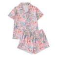thumbnail image 1 of ATAIKU S-XXL Floral Pajamas Set for Women 2 Piece Lounge Set Short Sleeve Tops and Shorts Button Down Sleepwear, Chest Pocket, 1 of 10