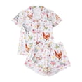 thumbnail image 1 of ATAIKU S-XXL Womens Pajamas Set Cute Rooster Short Sleeve Button Down Sleepwear Top and Shorts 2 Piece Pjs Lounge Set, 1 of 10