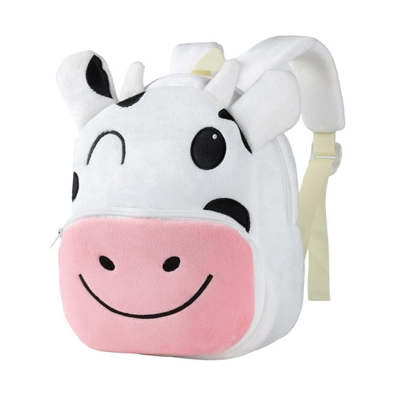 ATAIKU Toddler Backpacks for Boys and Girls 2-5 Years, 10 Inch Plush Backpack 3D Animal Cartoon Mini Backpack for Preschool Kindergarten - Cow