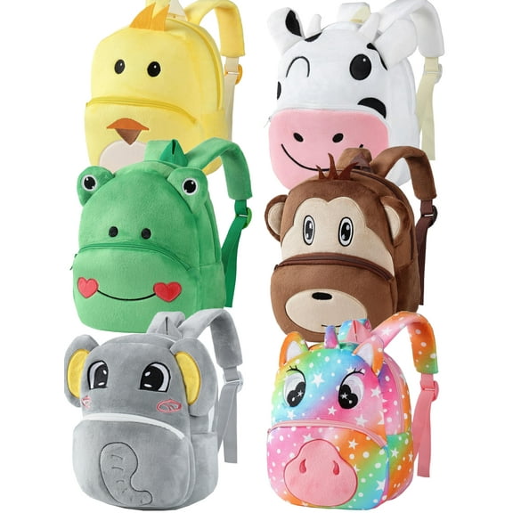 ATAIKU Toddler Backpacks for Boys and Girls 2-5 Years, 10 Inch Plush Backpack 3D Animal Cartoon Mini Backpack for Preschool Kindergarten - Elephant