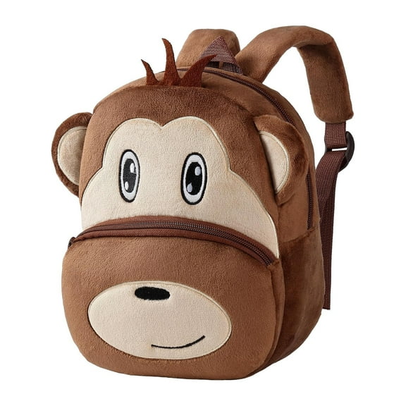 ATAIKU Toddler Backpacks for Boys and Girls 2-5 Years, 10 Inch Plush Backpack 3D Animal Cartoon Mini Backpack for Preschool Kindergarten - Monkey