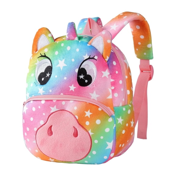 ATAIKU Toddler Backpacks for Boys and Girls 2-5 Years, 10 Inch Plush Backpack 3D Animal Cartoon Mini Backpack for Preschool Kindergarten - Unicorn