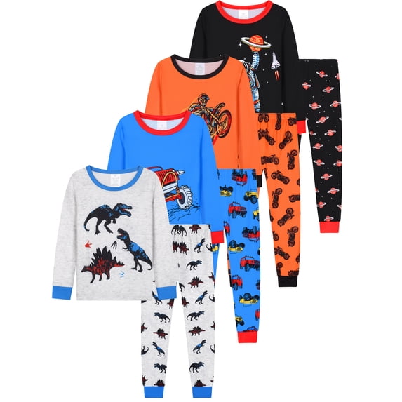 ATAIKU Toddler Boy Dinosaur Pajamas Set Kids Long Sleeve Tee and Pants Sleepwear Baby Boy Jammies 1-12Years