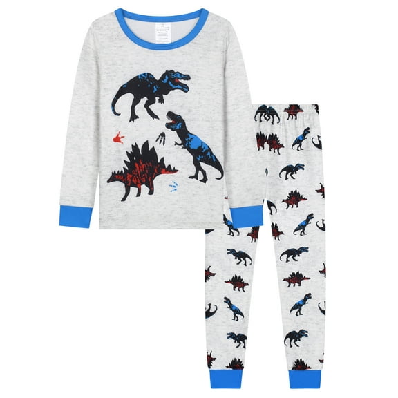 ATAIKU Toddler Boy Dinosaur Pajamas Set Kids Long Sleeve Tee and Pants Sleepwear Baby Boy Jammies 1-12Years