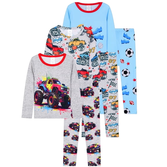 ATAIKU Toddler Boy Truck Pajamas Set Kids Long Sleeve Tee and Pants Sleepwear Baby Boy Pjs Jammies 1-12Y
