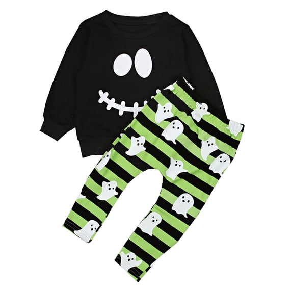 ATAIKU Toddler Boys Halloween Outfit Kids Ghost Boo Crewneck Sweatshirt + Long Pants Set Baby Fall Winter Clothes